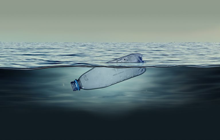 Plastic bottle, pollution that floats in the ocean